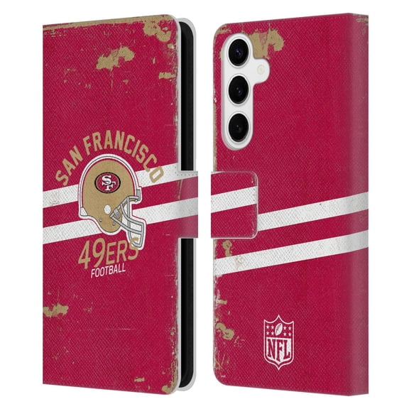 Head Case Designs NFL San Francisco 49ers Logo Art Helmet Distressed Leather Book Wallet Case Cover For Samsung Galaxy S24 5G