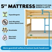 Max & Lily Bunk Bed Twin over Full Size, Solid Wood Bunk Beds with Ladder for Kids