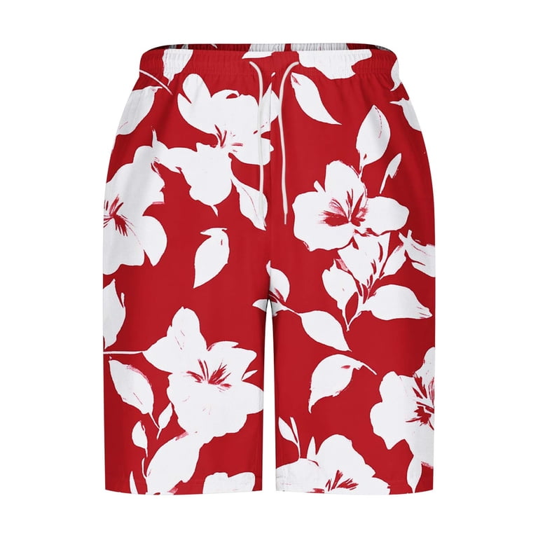 ZCFZJW Mens Hawaiian Shorts Casual Drawstring Elastic Waist