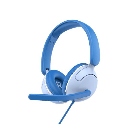 myFirst CareBuds Link W2 Kids Wired Headphones with Boom Mic, 85dB Volume Limiter, Foldable for School, Mist Blue