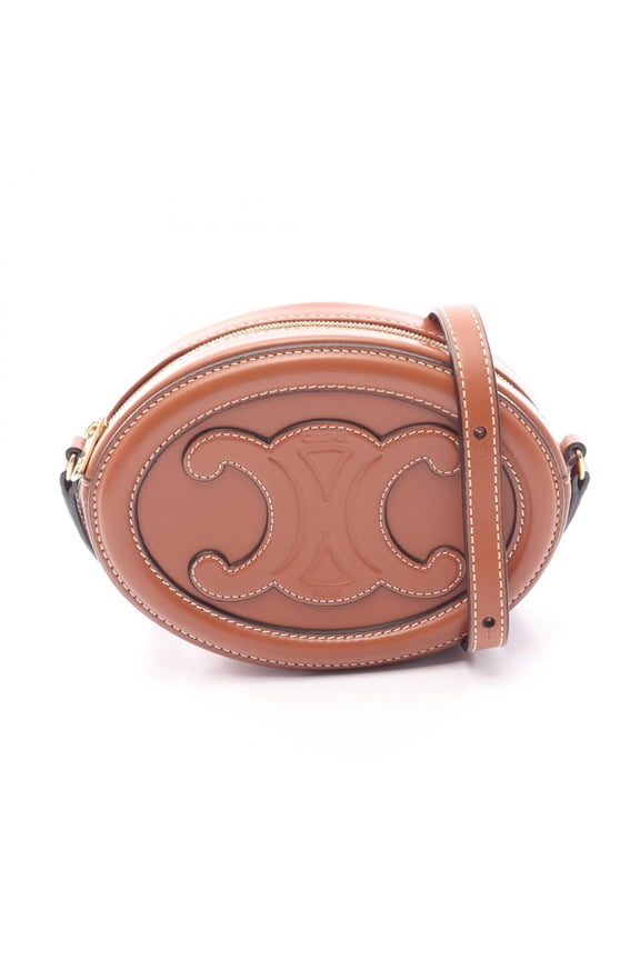 Pre-Owned Celine Triomphe Oval Purse Cuile Shoulder Bag Handbag Leather Women's Brown 10I703DPQ