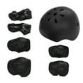 thumbnail image 2 of 7 unids/set casco de seguridad para niños conjuntos de rodilleras y coderas equipo de protección transpirable para montar en patinaje negro, 2 of 14