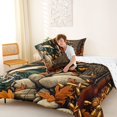 thumbnail image 4 of Castle Fairy Vintage Stream Trout Fish King Size Comforter Sets 3pcs,Rustic Shotgun Autumn Scene Comforters King Size,Rust Olive,Reversible,1 Comforter and 2 Pillowcases, 4 of 6