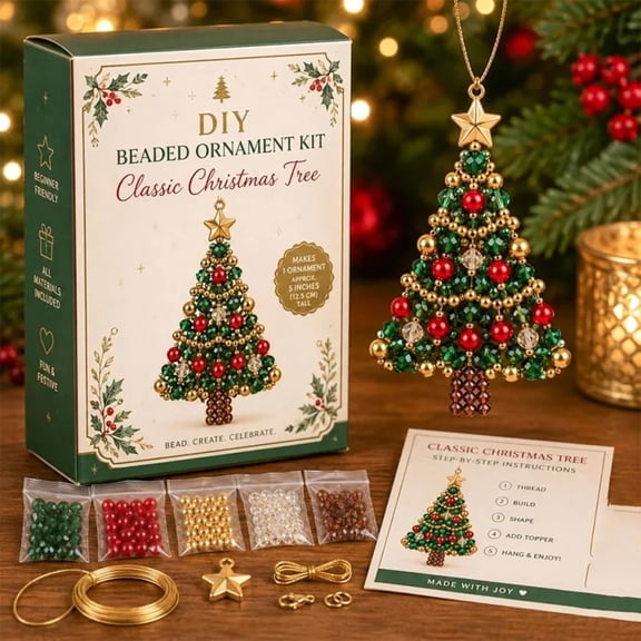 DIY Christmas Tree Beaded Ornament Kit,3D Crystal Bead Holiday Craft Set,Handmade Tabletop Christmas Decor Gift,Christmas Decor