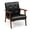 Black, variant on Yardi Yard Mid Century Modern Accent Chair with Solid Rubber Wood Frame and Leather Cover-Brown, Modern Chair for Dorm, Room, Office