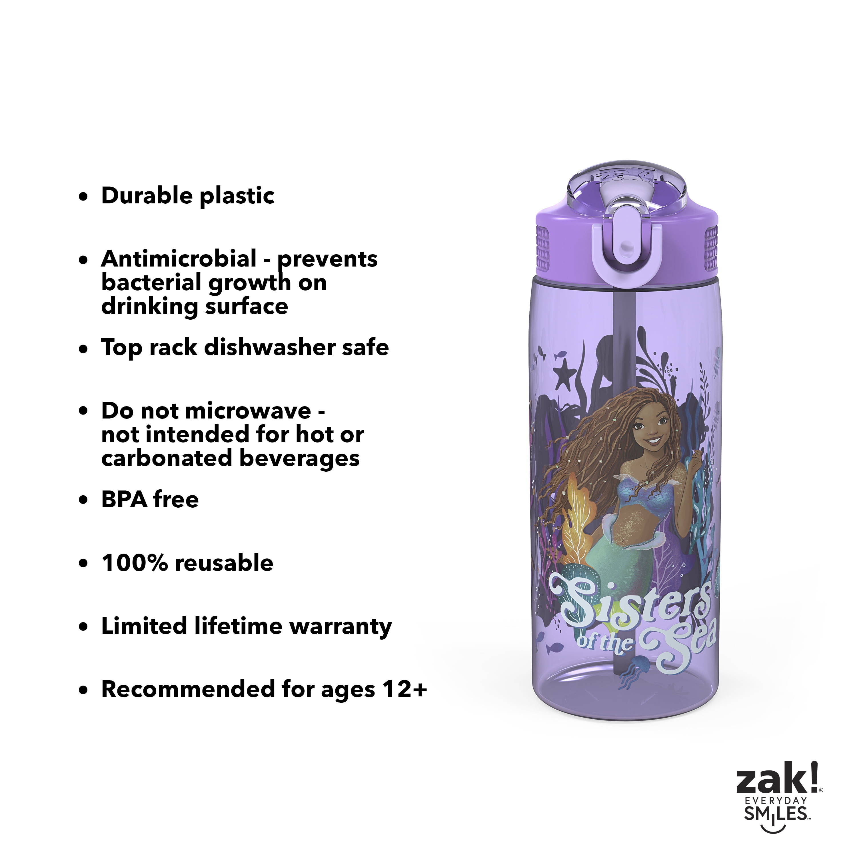 Zak Designs The Little Mermaid Live 25 ounce Reusable Plastic