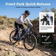 Electric Mountain Bicycle, 26 Tire E-Bike for Adults, 750W Peak Motor, 48V 7.8Ah Removable Battery, 7-Speed, UL2849, Front Suspension, Blue