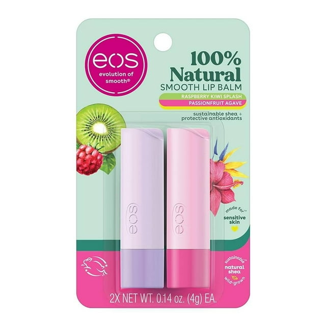 Bálsamo Labial Eos 2 Pack Barras Frambuesa Kiwi y Agave, 4 Gr. cada uno.