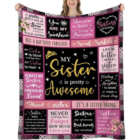 Sister Blanket from Sister, Gifts for Sister from Sister 50x60 Sister Blanket Gifts for Sister Birthday Graduation for Sisters