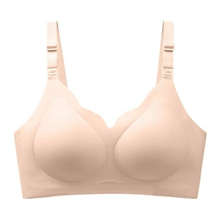 SMihono Nursing Bras for Breastfeeding  Front Closure Seamless Relaxed Comfort Maternity Bra  Natural Shape  Pregnancy Sleep Bralette (Khaki XXL )
