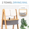 thumbnail image 5 of 3 Tier Bamboo Shelf with Storage Hamper - Wooden Bamboo Laundry Organizer Cabinet with Removable Sliding Bags, 5 of 6