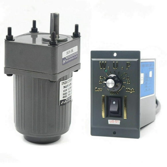 Variable Speed Gear Motor and Controller, AC110V 15W 3K Single-Phase Adjustable Variable Gear Reducer Motor 450 RPM/min with Speed Controller