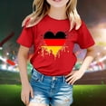 thumbnail image 1 of Hauts et T-Shirts pour Filles, T-Shirt à Manches Courtes et Col Rond avec Imprimé Drapeau Allemand, Tendance Mode Florale, 1 of 4