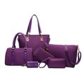 thumbnail image 2 of Hesroicy 6Pcs/Set Lady Solid Color Faux Leather Shoulder Bag Handbag Clutch Wallet Purse, 2 of 8