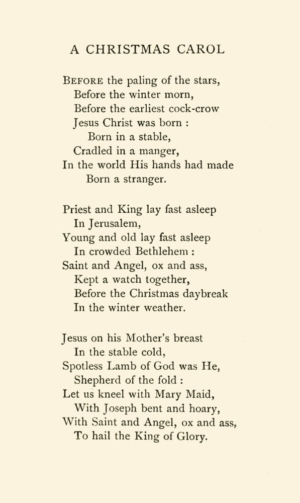 Poems of Christina Rossetti 1904 Christmas Carol Poster Print by Christina Rossetti - Walmart 