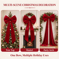 thumbnail image 5 of Christmas Decorations - Giant Bows for Christmas Tree Decor Big Red Velvet Bow, Christmas Decor, Tree Topper Window Wall Mantle Use, Indoor Home Room Party Valentines Xmas Decoration, 5 of 10