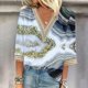 thumbnail image 1 of Fiudx Ofertas Flash Artículos En Oferta Blusas de Túnica Básica con Cuello En V y Costuras de Encaje Estampadas con Manga 3/4 para Mujer, 1 of 5