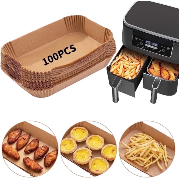 Air Fryer Liners Disposable, Air Fryer Parchment Paper Liners 125PCS Rectangle, 8.6" X 5.5" for Ninja DZ201,Ninja Foodi Dual Air Fryer Accessories Baking Paper
