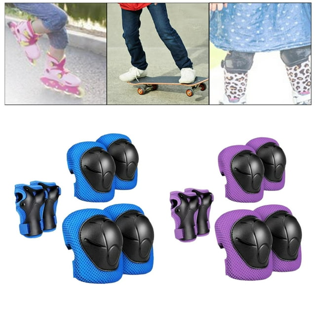 Juego de equipo de protección para , ligero, , transpirable, seguro, codo de muñeca, rodilleras para , actividades al aire libre, bicicleta, patinaje, esquí Azul púrpura shamjiam Almohadillas de protección