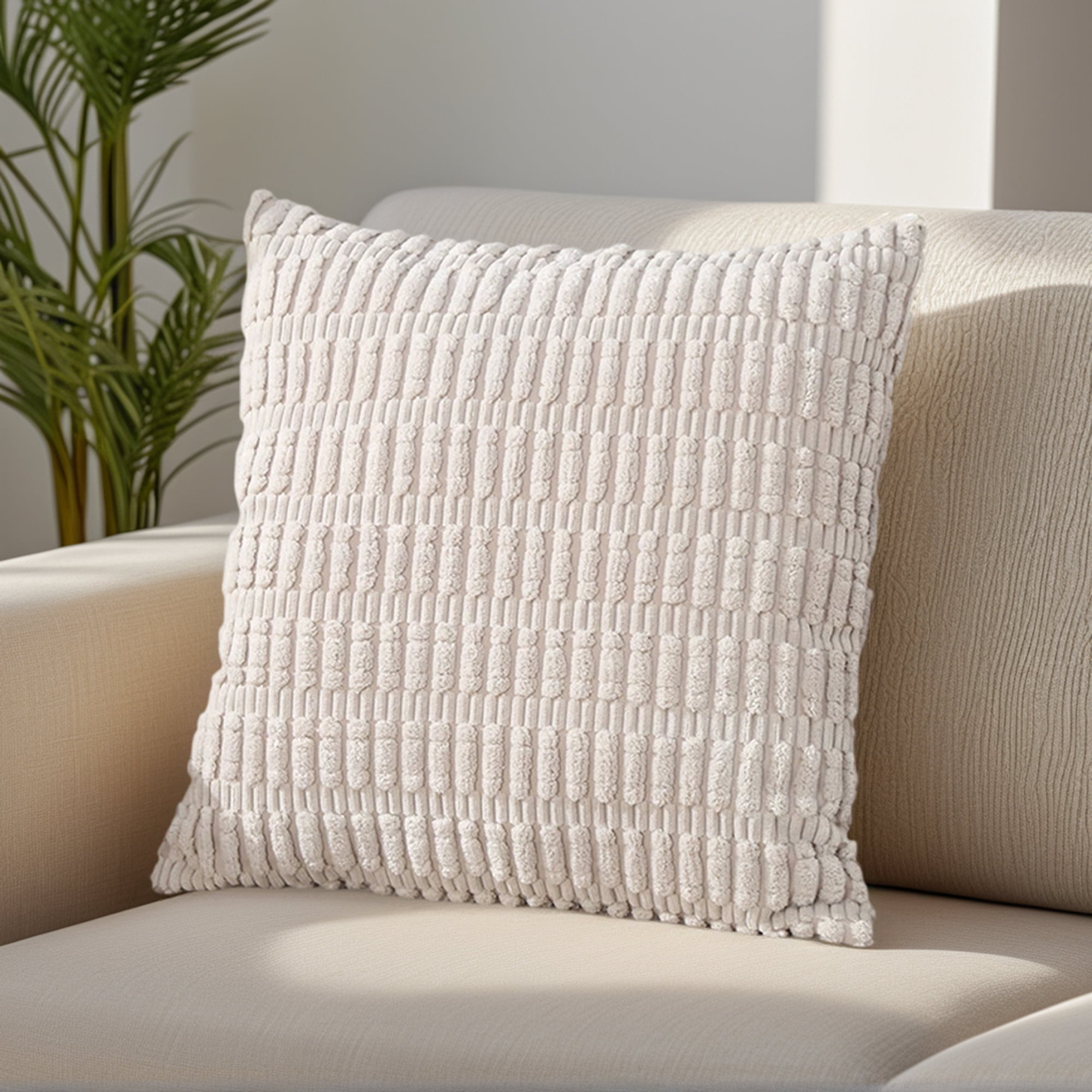Unique Bargains 4 Pcs Modern Solid Throw Pillow Covers for Sofa 18" x 18" Beige