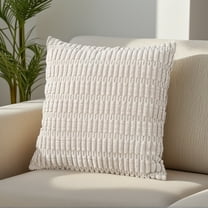 REGALWOVEN Corduroy Decorative Throw Pillow Covers Soft Boho Striped Cushion Covers Beige 24" x 24"