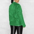 thumbnail image 4 of BYHONG Womens Jackets Shiny Sequin Open Front Coat Lapel Long Sleeve Cardigan Jacket Green L, 4 of 8