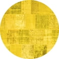 thumbnail image 1 of Ahgly Company Machine Washable Indoor Round Patchwork Yellow Transitional Area Rugs, 8' Round, 1 of 4