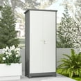 thumbnail image 3 of Marcree 73''H Outdoor Waterproof Storage Cabinet, Utility Closet, Garden Tool Organizer Sheds with Lock Doors and Shelves, Locking Cabinets for Backyard, Patio(GreyWhite), 3 of 7