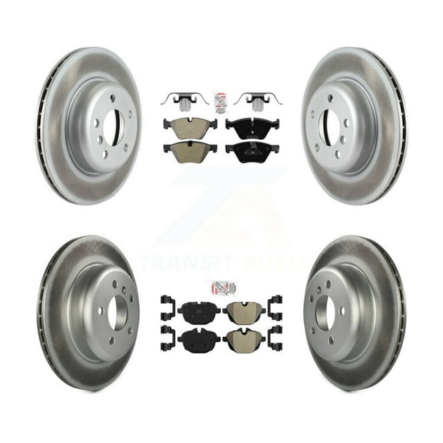 Transit Auto Front Rear Semi-Metallic Pads and Coated Disc Brake Rotors Kit for Car BMW 528i xDrive Without Performance Brakes with 330mm Diameter Rotor KGA-101253