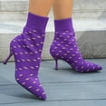 thumbnail image 4 of SACFOF Womens Knit Ankle Boots Pointed Toe Kitten Heels Booties Low Heel Ankle Boots, 4 of 6
