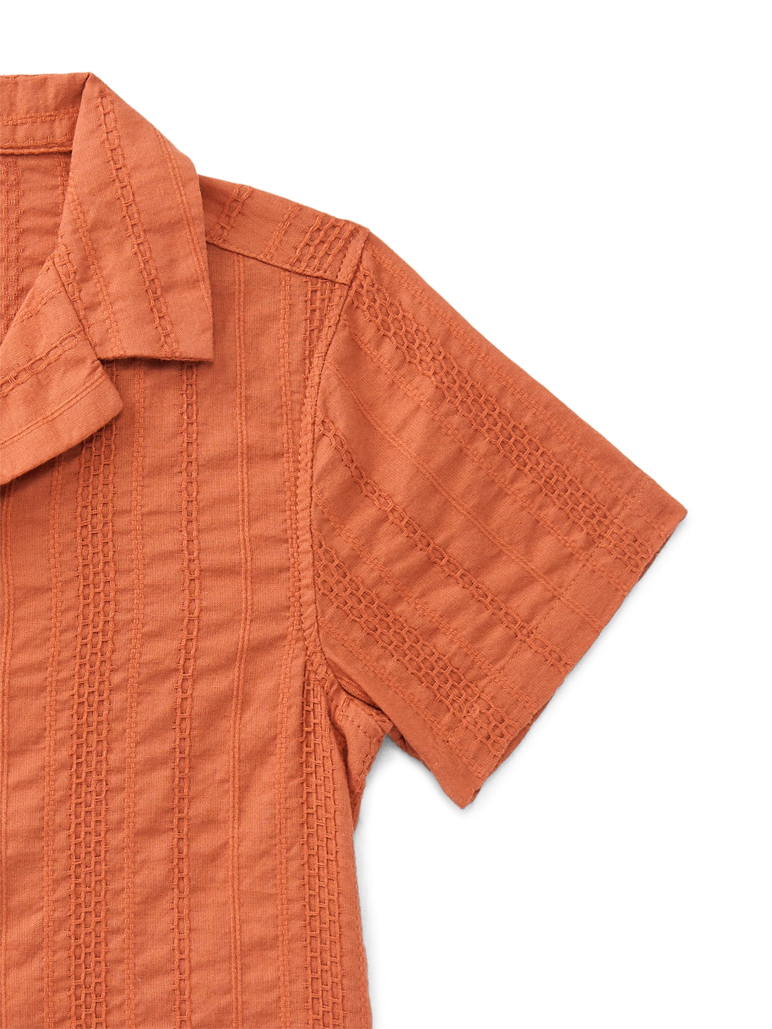 Wonder Nation Boys Cotton Button Up Top with Short Sleeves, Sizes XS-XXL