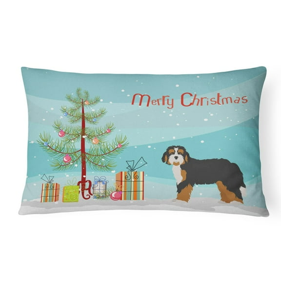 Carolines Treasures CK3804PW1216 Bernedoodle Christmas Tree Canvas Fabric Decorative Pillow, 12H x16W, multicolor