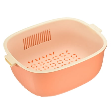 

Uxcell Kitchen Colander Set Plastic Washing Bowl and Food Strainer Pasta Drainer Basket for Fruits Vegetables-Orange