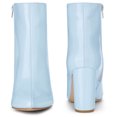 thumbnail image 2 of Unique Bargains Women's Pointed Toe Side Zip Chunky Heels Ankle Boots Sky Blue 8, 2 of 6