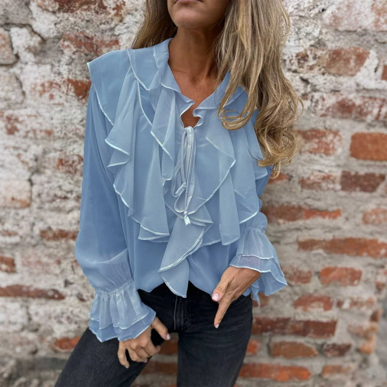 YUGYXL Turtle Neck Chiffon Tops for Juniors Summer Fall Long