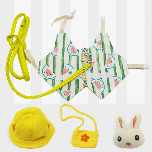 Bunny Clothes Pet Rabbit Costume Guinea Pig Lop-eared Rabbit Outdoor Cloth, Watermelon Full Set S