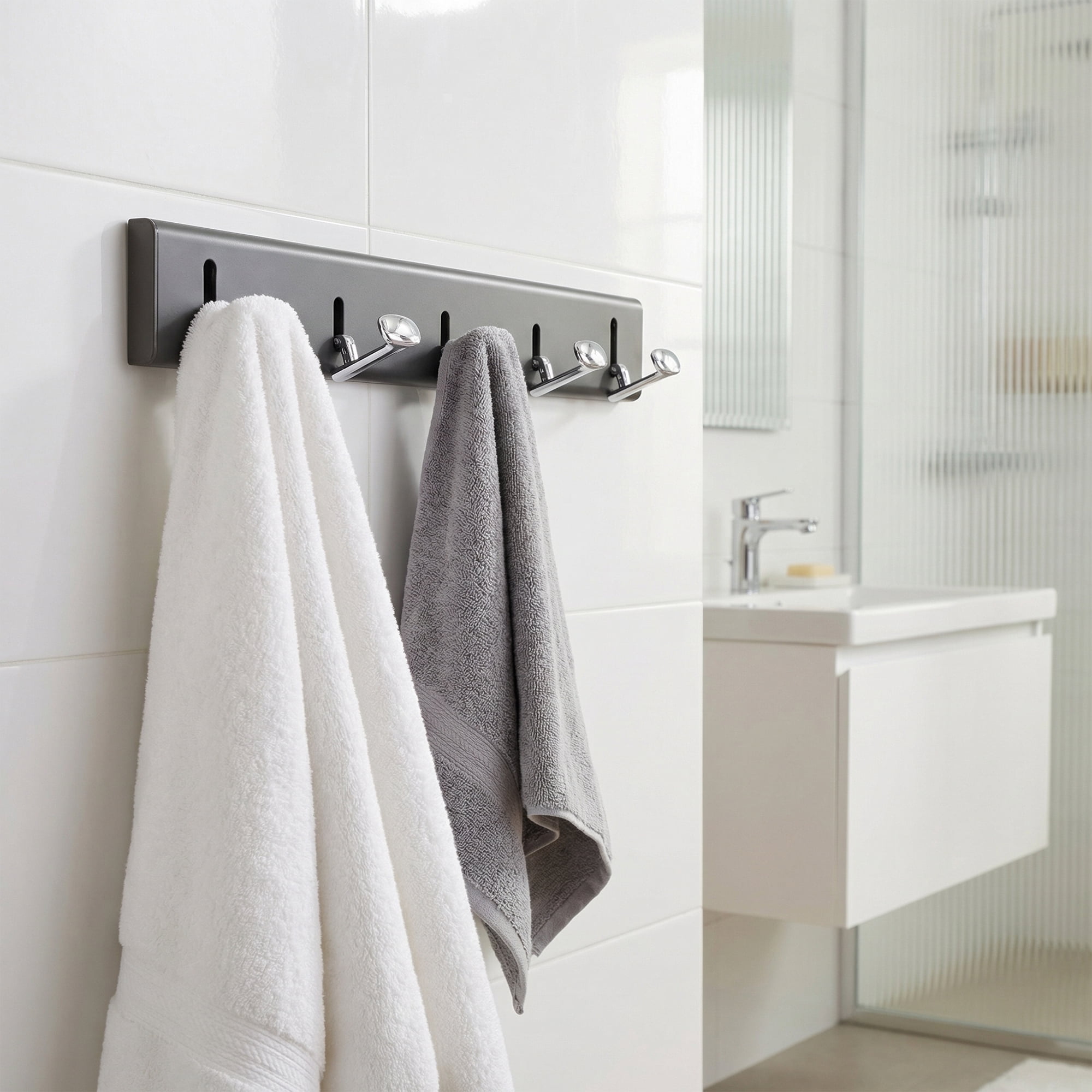 Unique Bargains Coat Rack Wall Mount Aluminum Hook for Entryway Gray 14.2"x2.2"