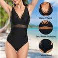 thumbnail image 3 of Badeanzug Ladies Sexy Mesh One-Stück Badebekleidung High Tailled Slimming Badeanzug mit V-Ausck Badeanzug-M, 3 of 7