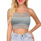 thumbnail image 1 of Top corto de encaje de color liso para mujer - Camisola con tirantes ajustables - Chaleco sexy informal, tejido de encaje - S-XXXL, 1 of 5