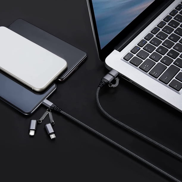 Cable multi USB universal, sincronización de carga rápida USB C/USB A a iPhone/USB C/Micro 60W 3A PD 3.0 Cable compatible con iPhone Huawei HTC Laptop Tablet LG Galaxy Sony Android Smartphones, etc. ShuxiuWang 8390613698995
