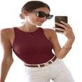 thumbnail image 2 of QJUHUNG Tank Bodysuit for Women Halter Neck Sleeveless Ribbed Bodysuit Basic Tank Tops, 2 of 8