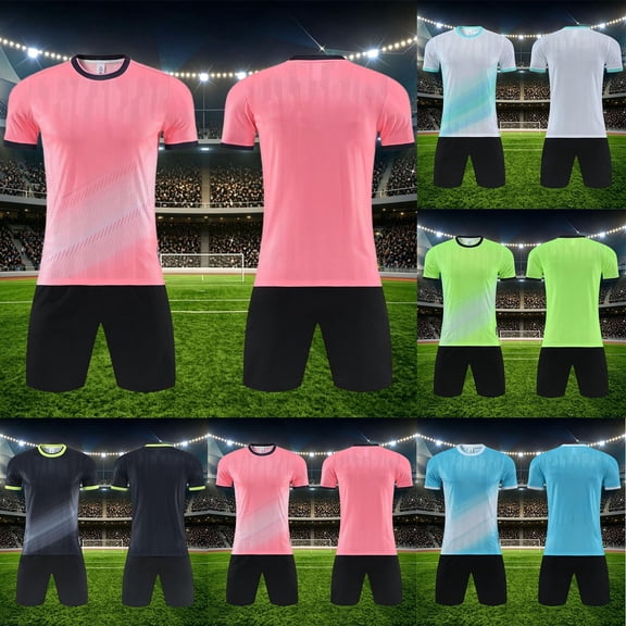 Boys Athletic Wear Ndbuld Children's Short Sleeve Top With Elastic Waist Shorts Sportswear And Soccer Set For Middle And Big Kids Sky Blue 3XS