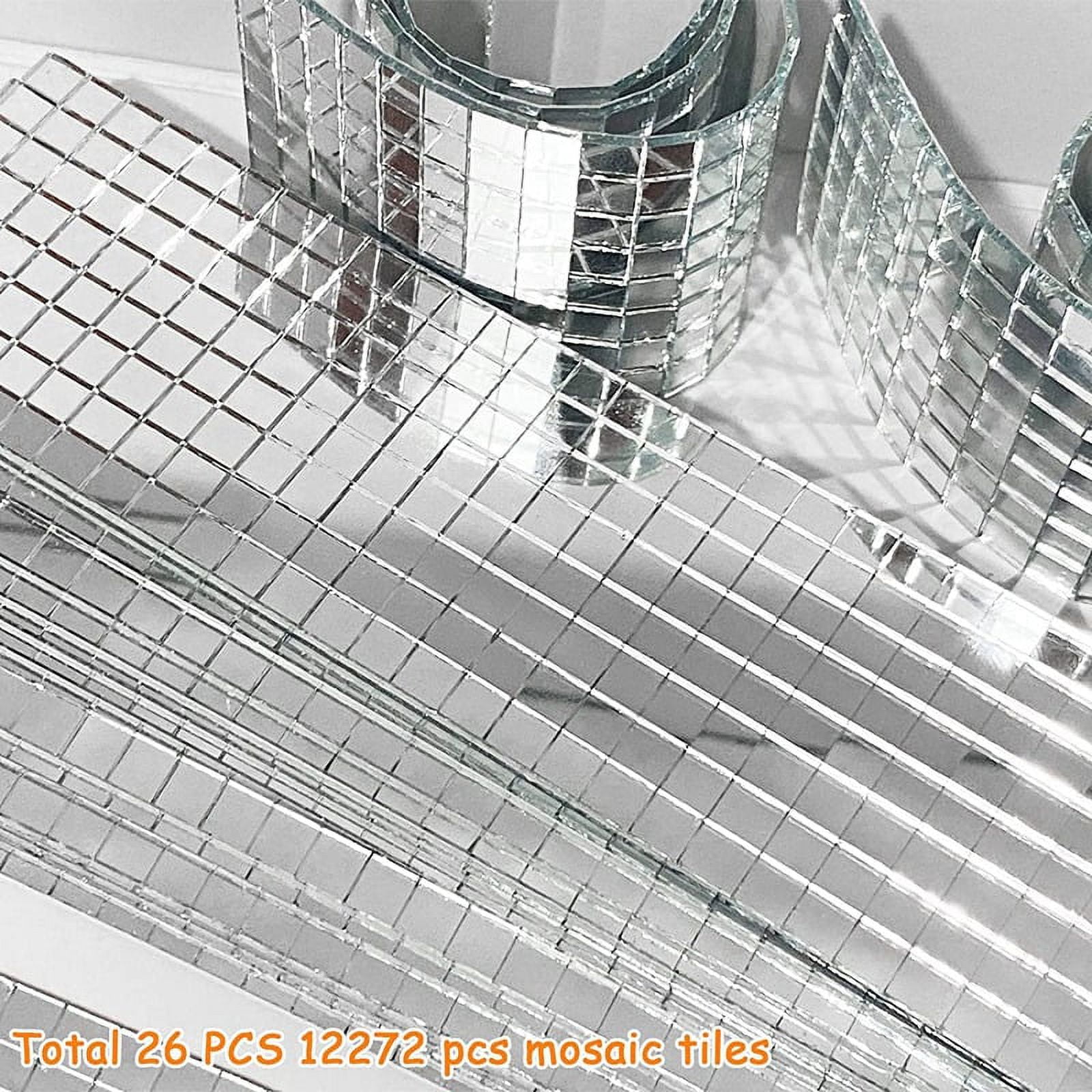 12272 PCS Mirror Mosaic Tiles Self Adhesive Disco Ball Tiles Small Square Mirror Mirror Tiles Sticker for DIY Craft Decoration, Disco Ball Mirror Tile PP OPOUNT 12272 Pcs Self-Adhesive Mosaic Tiles, Small Mirror