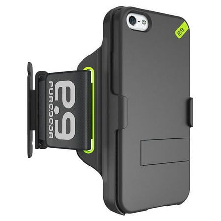 iPhone 5 Armband/Case, PUREGEAR HIP SPORTS BLACK/LIME ARMBAND + CASE/COVER STAND FOR APPLE iPHONE 5 5s SE (Large, 9.5-15