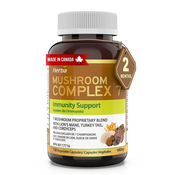 Herba Mushroom Complex Supplements with Lions Mane - 120 Capsules