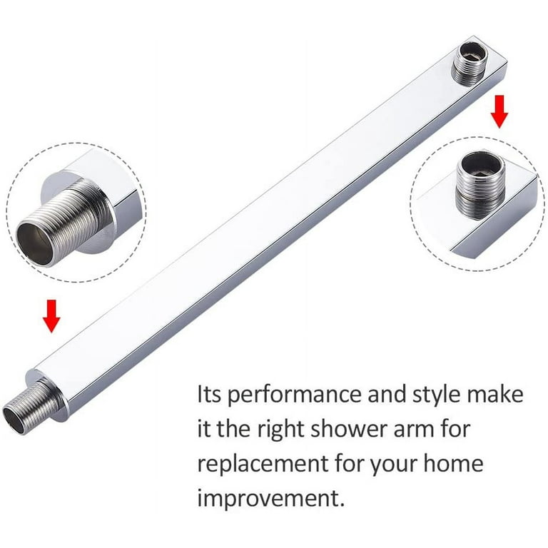 OFFO Shower Arm with Flange 10 Inches Wall Mount Replacement Angle Shower  Head Arm Wall-Mounted For Fixed Shower Head & Handheld Showerhead Chrome