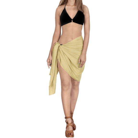 HAPPY BAY Women's Beachwear Summer Bikini Wraps Beach Wrap Sarong Coverups Skirt Swimsuit Swimwear Swim Cover up for Women One Size Mustard_V376
