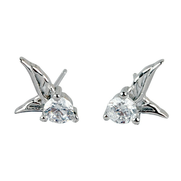 Par Pendientes Moda Zirconia Pendientes de Plata 1 Stud Ala para Niñas Pendientes Pendientes