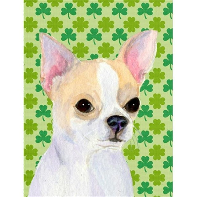 11 x 15 In. Chihuahua St. Patricks Day Shamrock Portrait Flag, Garden Size
