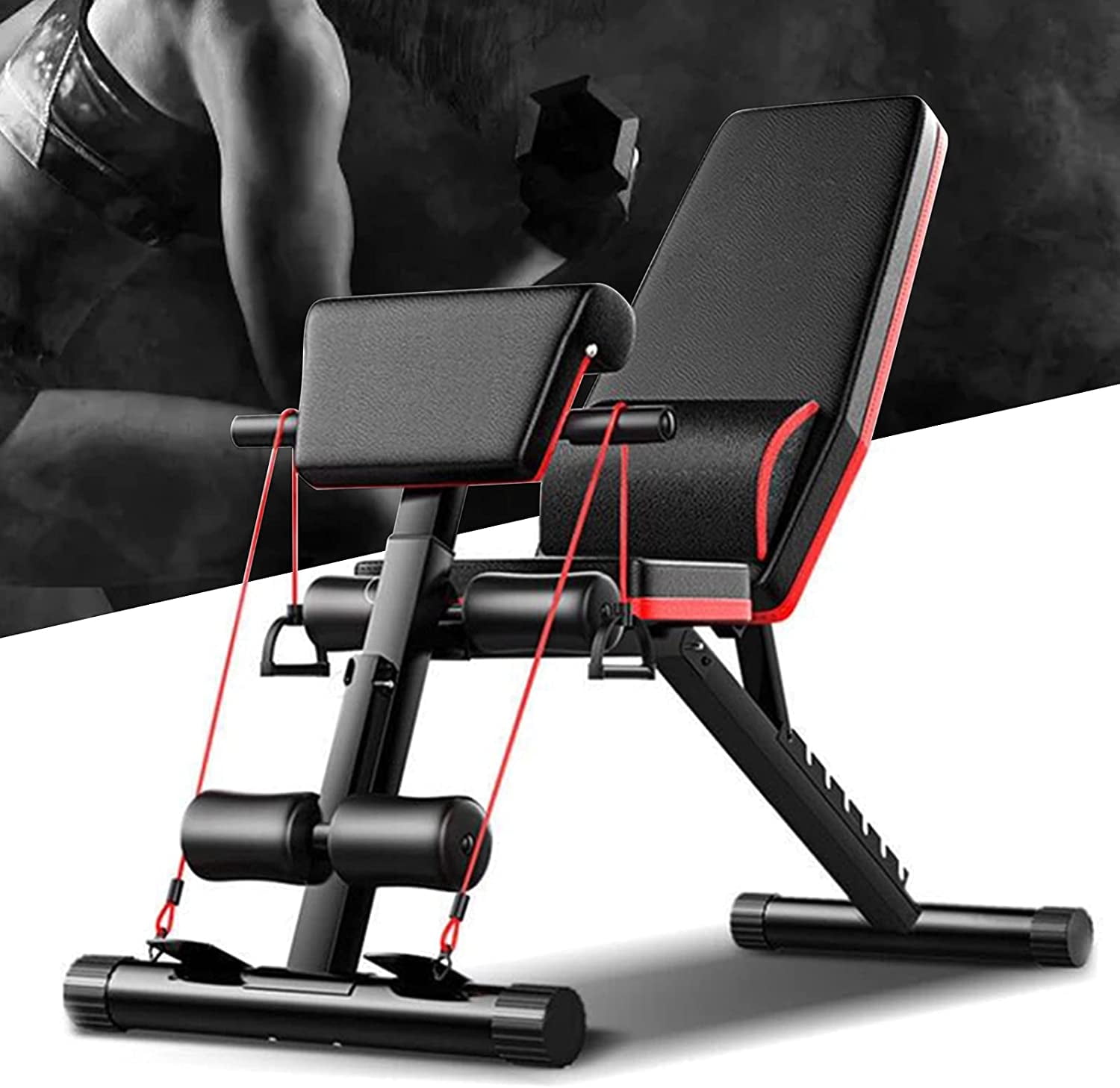 Miumaeov Adjustable Weight Bench for Full Body Workout, Versatile Utility Weight Bench with Adjustable Backrest Foldable Flat Bench Press for Home Gym